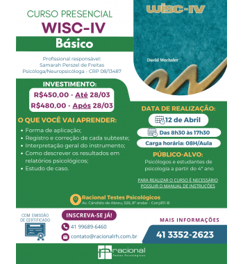 WISC-IV - Curso presencial básico